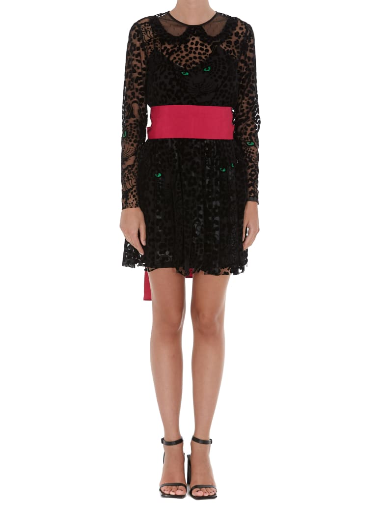 RED Valentino Red Valentino Leo Panther Dress - Nero e Fucsia