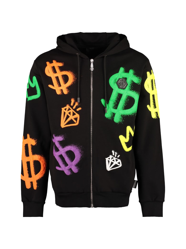 Philipp Plein Printed Full Zip Hoodie - Nero.