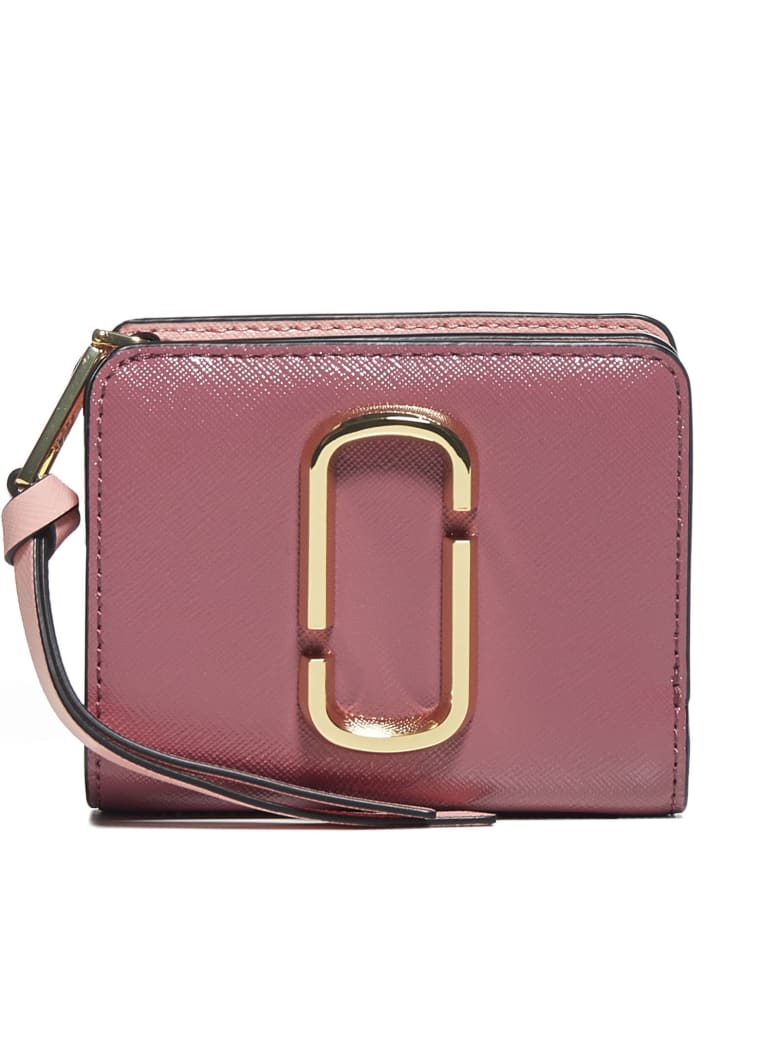 Marc Jacobs Leather Mini Compact Wallet - Dusty ruby multi