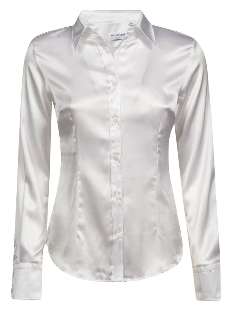 Eddy Monetti Plain Silk Shirt - White