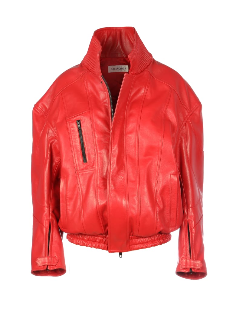 balenciaga red leather jacket