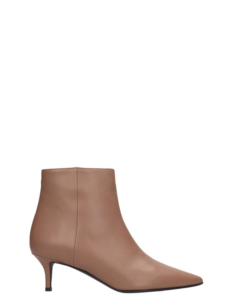 taupe leather ankle boots