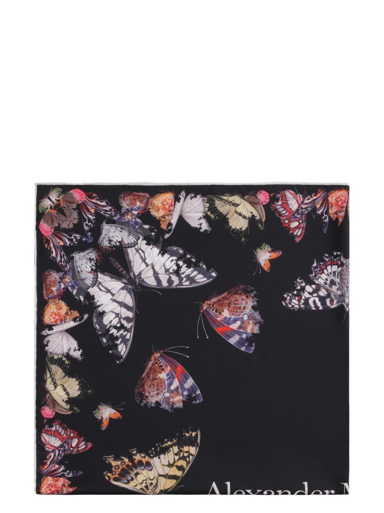 Alexander McQueen Printed Silk Scarf - black