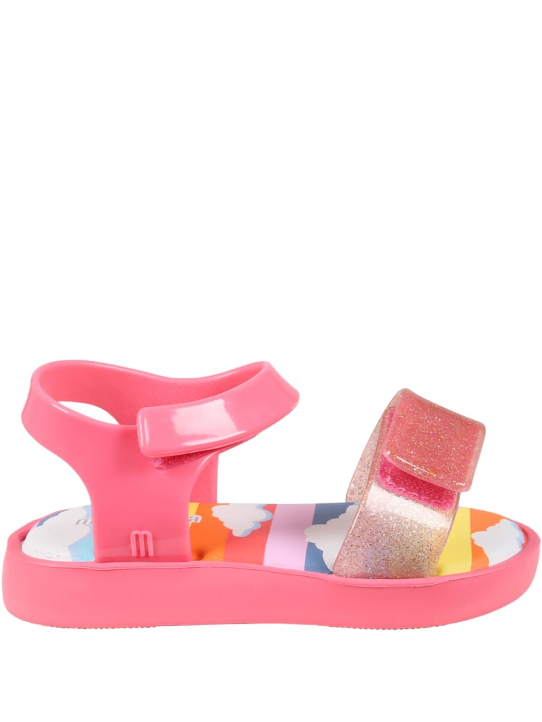 Melissa Pink Sandals For Girl With Clouds - Pink