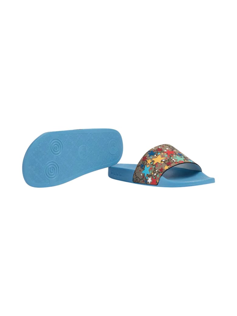 blue gucci slippers