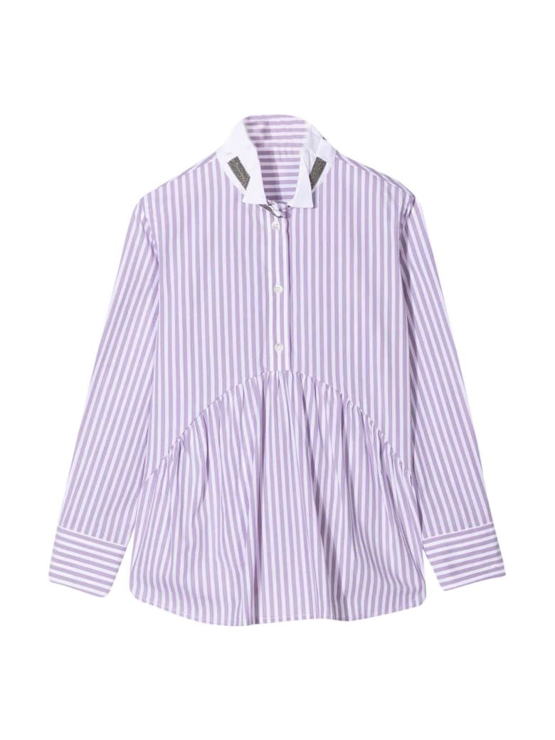 Brunello Cucinelli Purple Striped Chemisier - Lilla