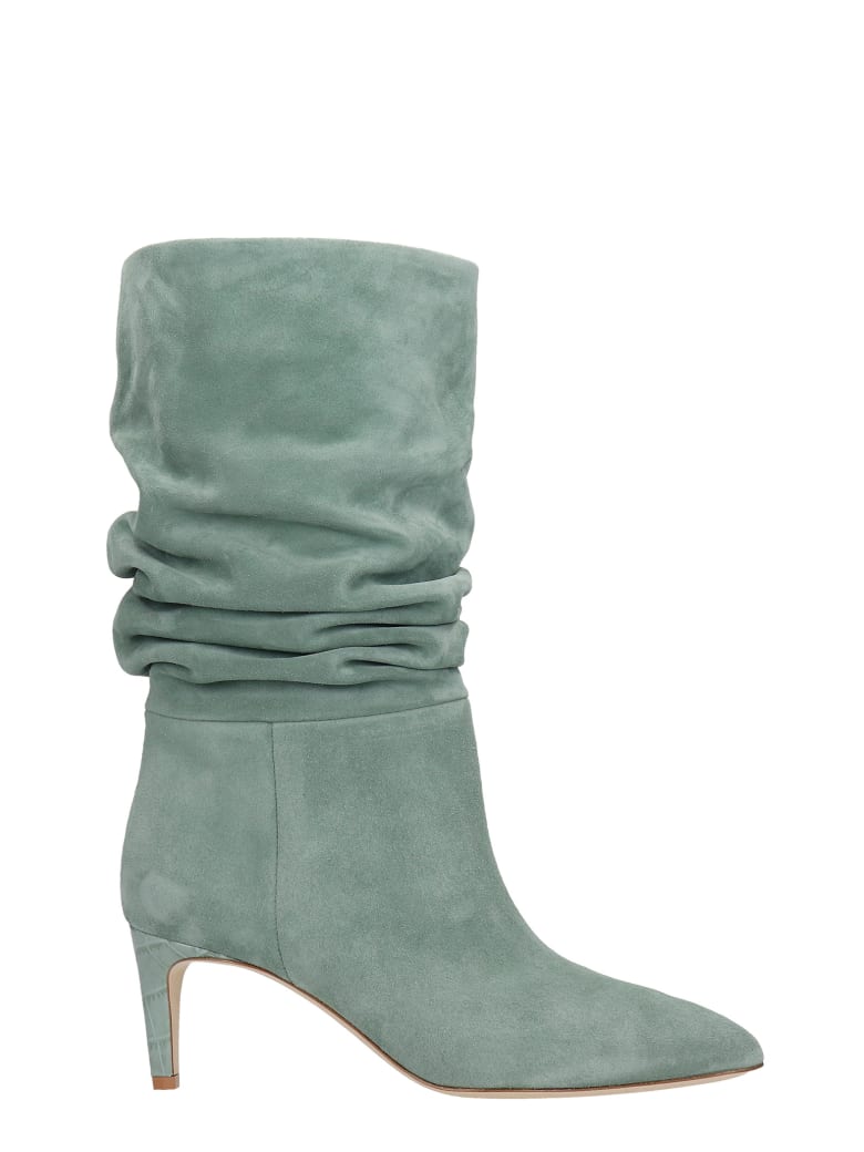 Paris Texas High Heels Ankle Boots In Green Suede - green