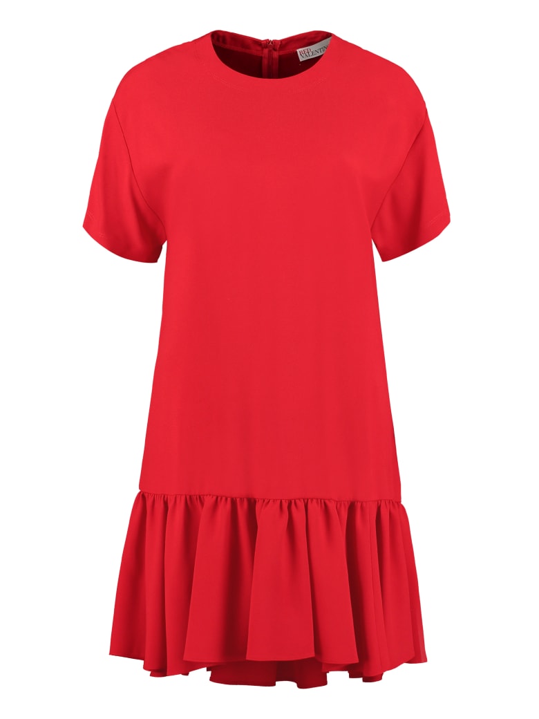 RED Valentino Ruffled Crepe Mini Dress - red