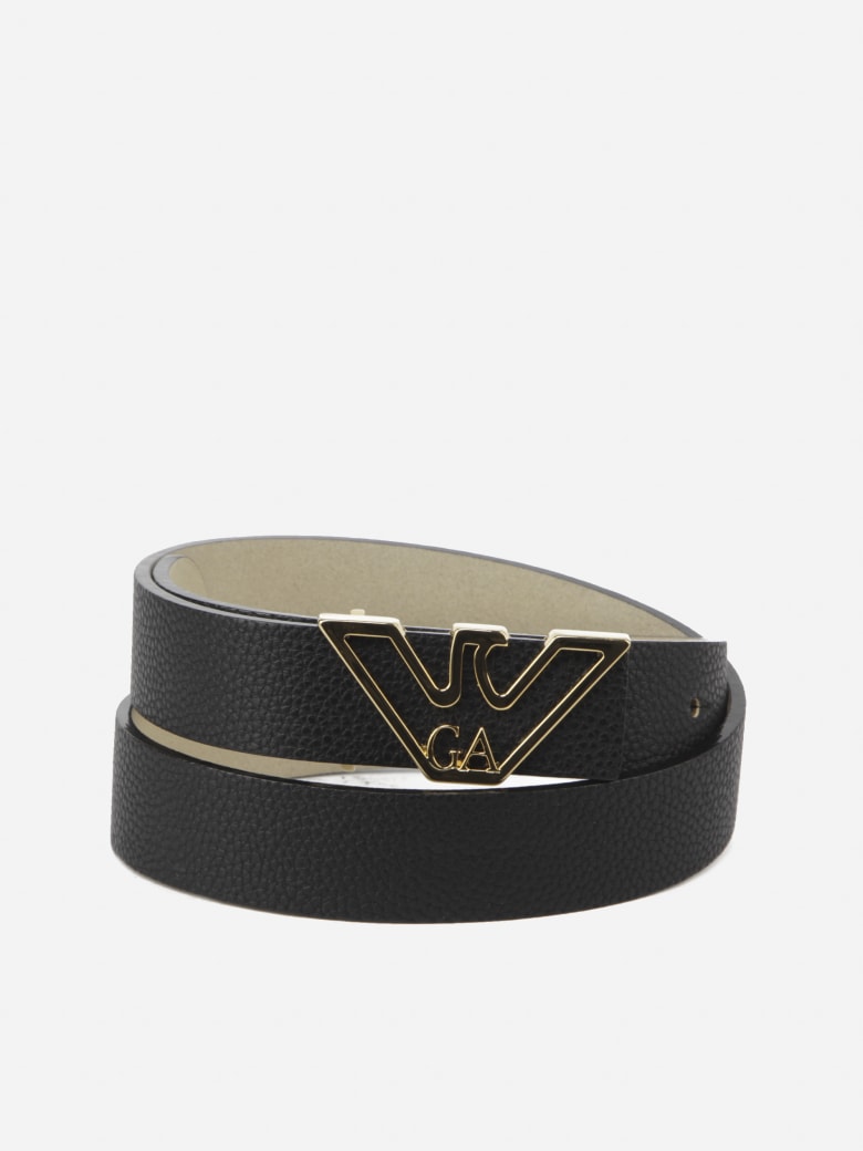 Emporio Armani Belt With Shaped Logo - Nero