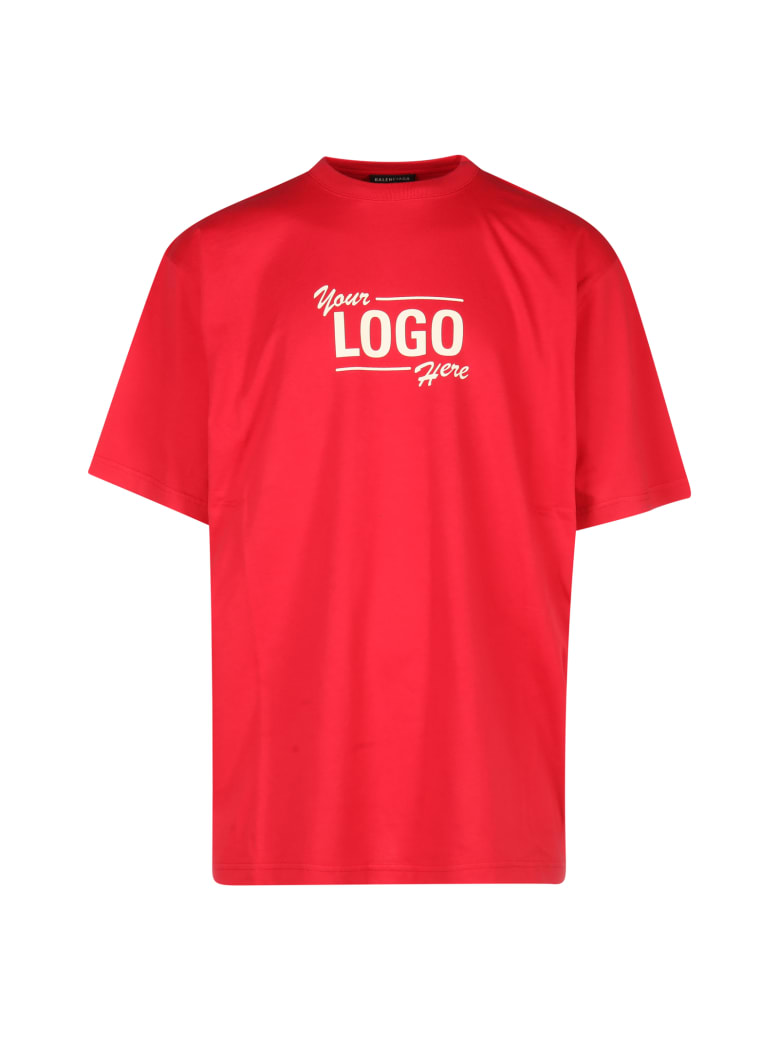 Balenciaga Boxy T-shirt Your Logo Vintage - Ruspberry White
