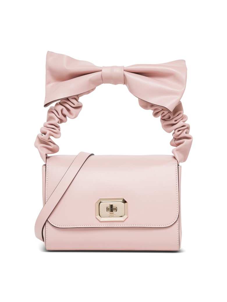 RED Valentino Black Leather Handbag With Bow - Beige