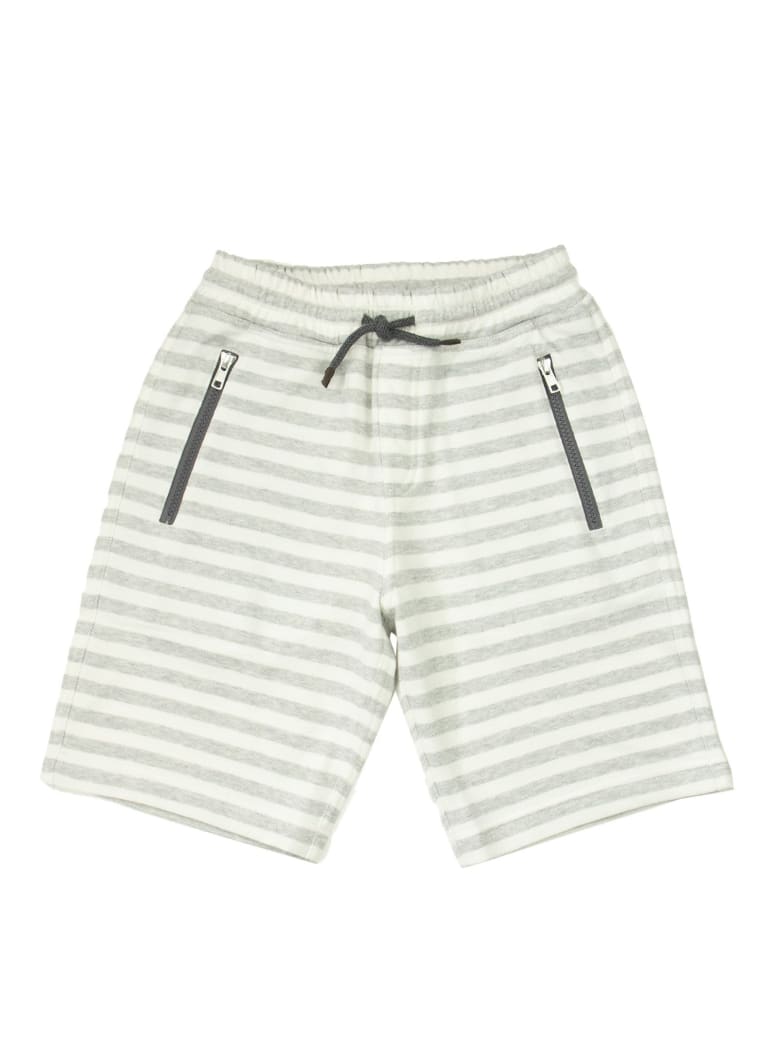 Brunello Cucinelli Cotton And Linen Striped Fleece Bermuda Shorts - Pearl Grey