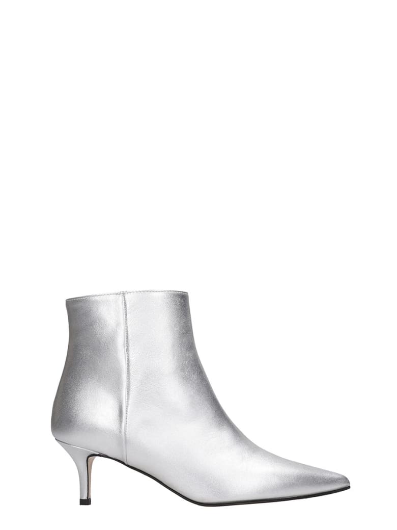 silver low heel boots