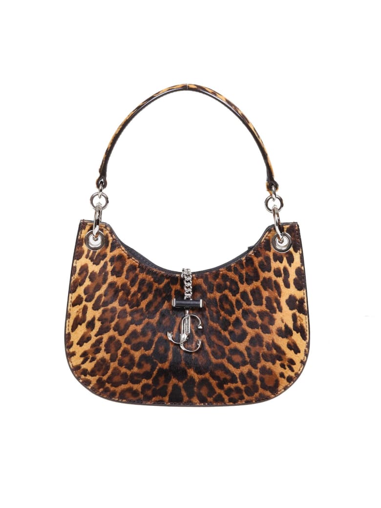 Jimmy Choo Varenne S Hobo Bag In Leopard Horse - Silver