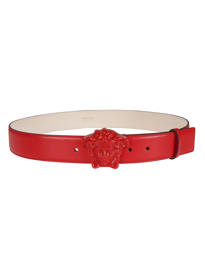 Versace Medusa Head Applique Belt - Red