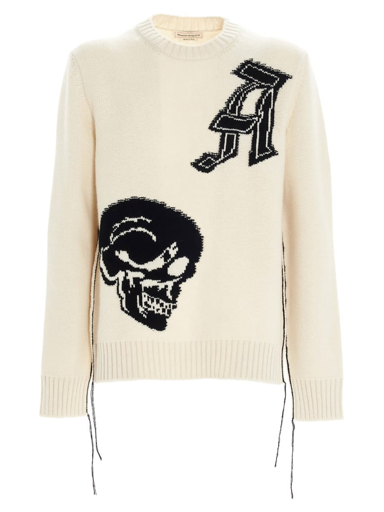 Alexander McQueen 'skull' Sweater - Ivory/black