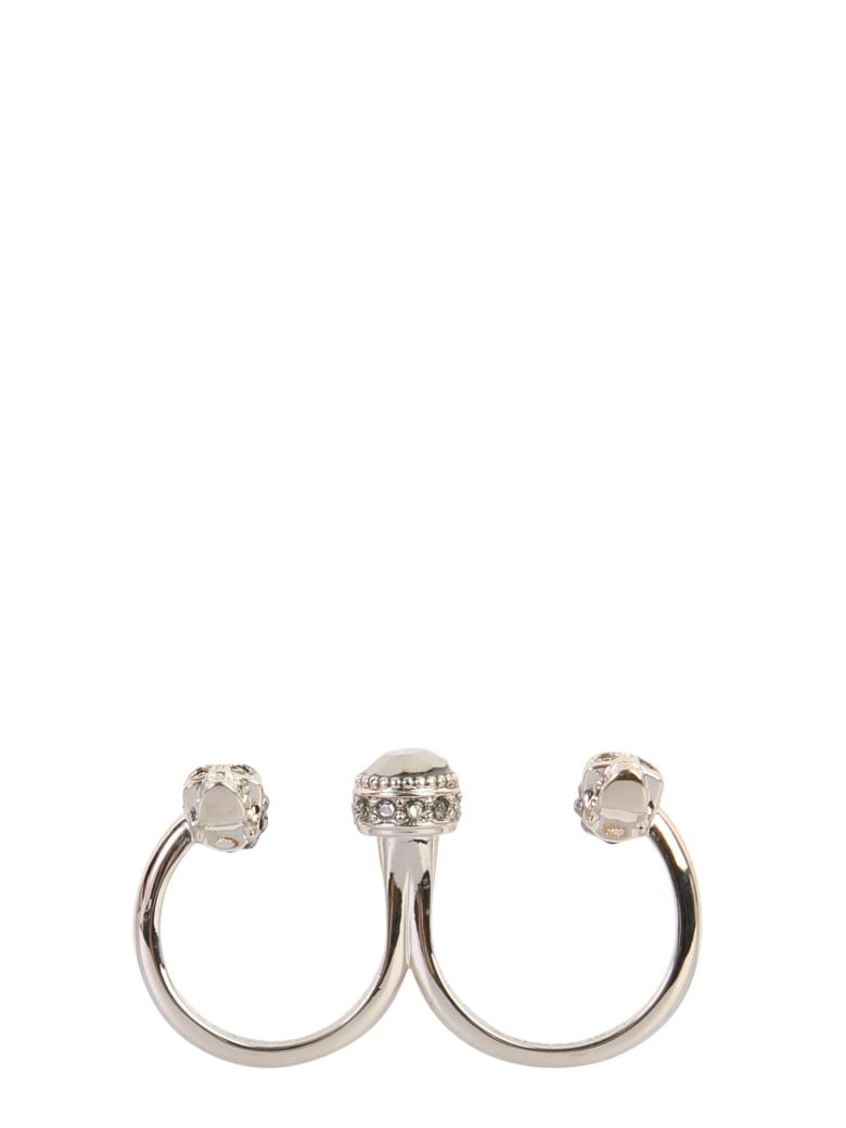 Alexander McQueen Double Skull Ring - ARGENTO