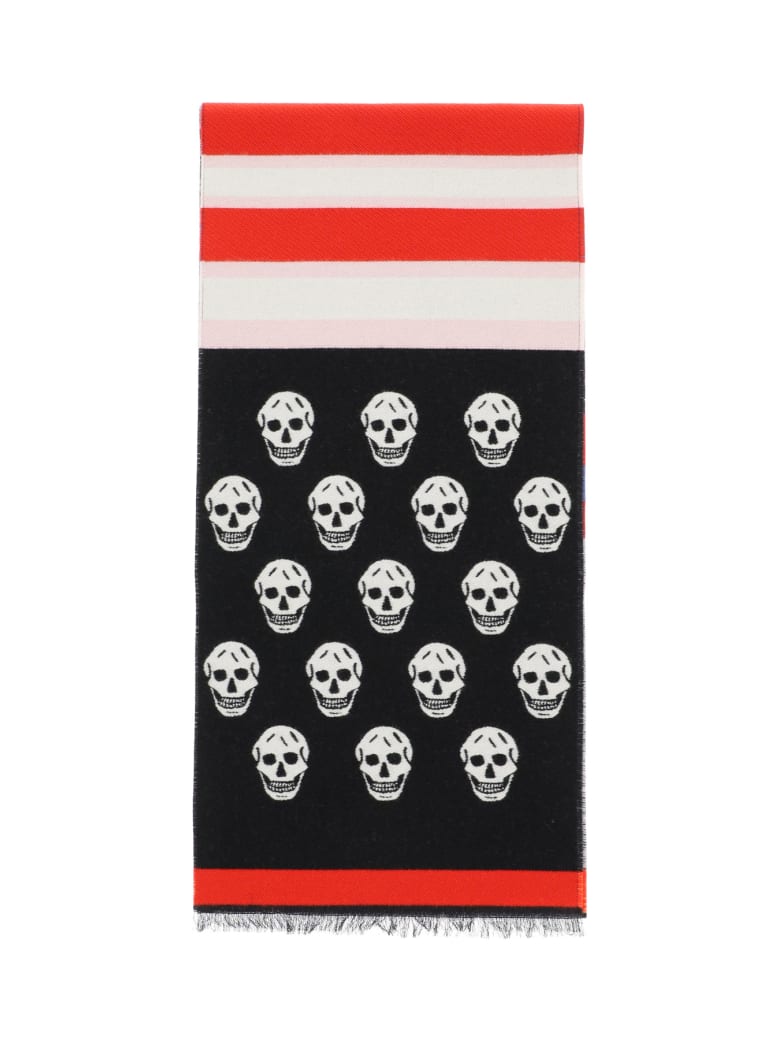 Alexander McQueen Scarf With Skull & Stripes - Multicolor