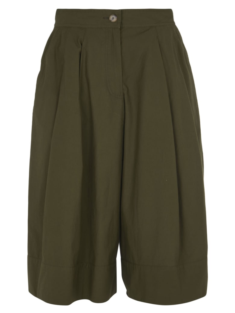 Moncler Buttoned Cropped Trousers - Green