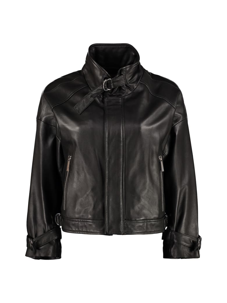 black michael kors leather jacket