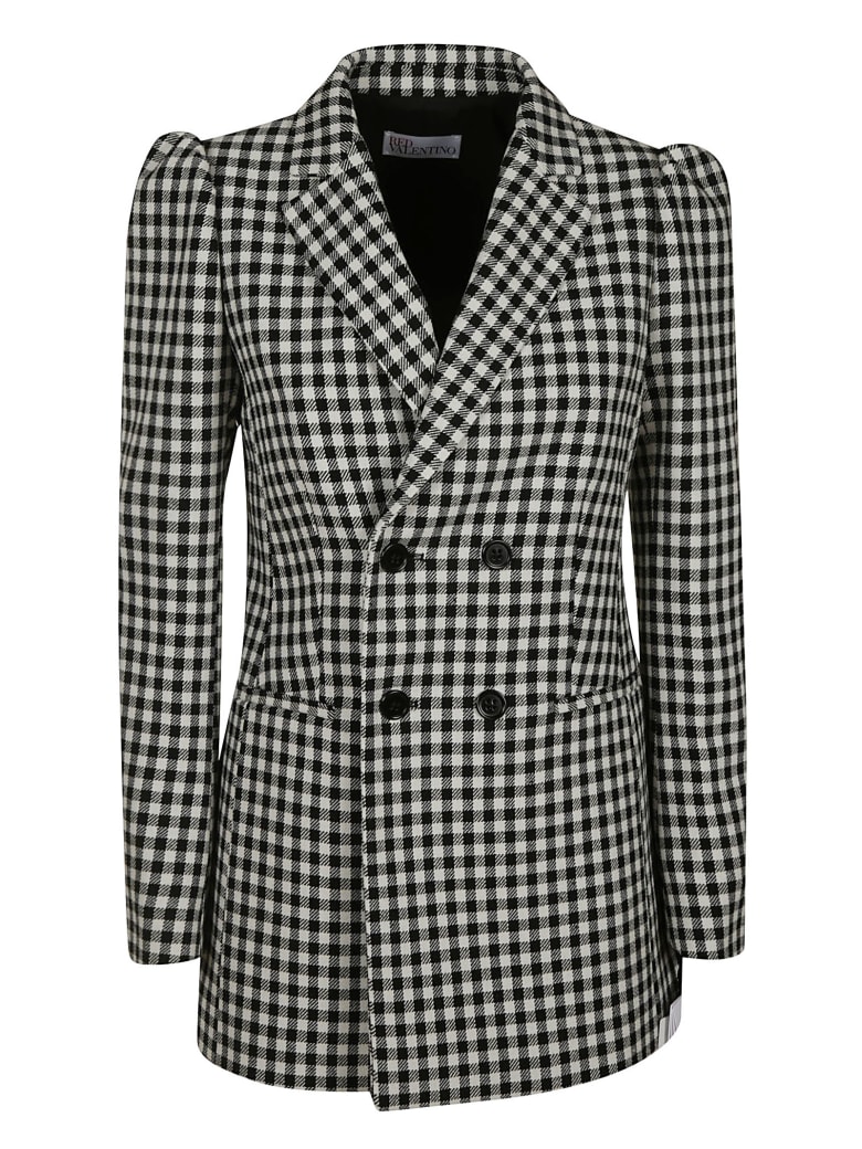 RED Valentino Check Double-breasted Blazer - Black