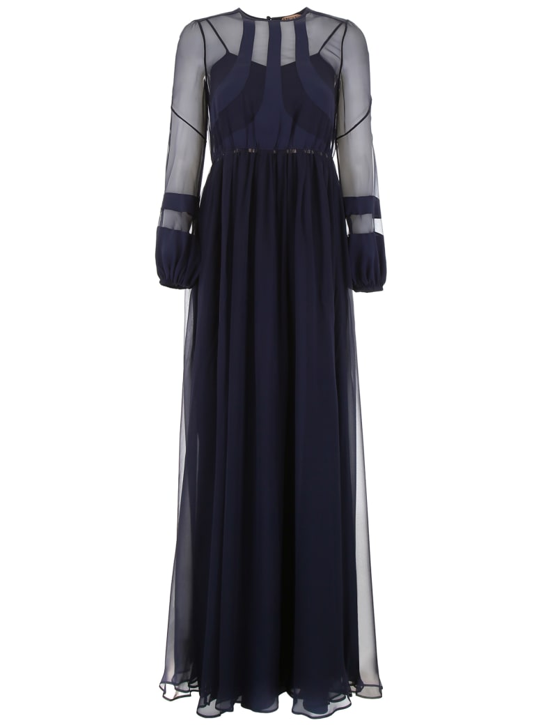 navy blue silk chiffon dress