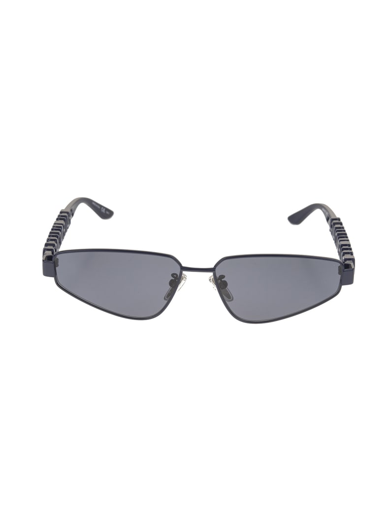 Balenciaga Blue Typo Rectangle Sunglasses For Women - Navy