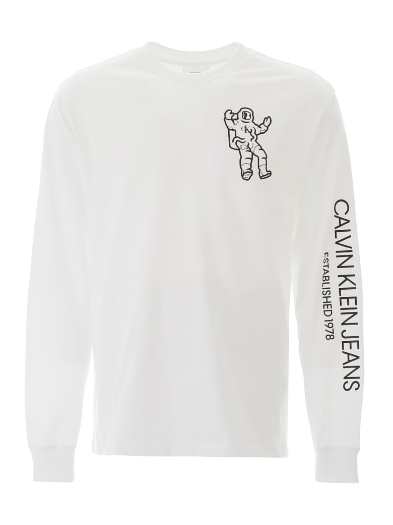 calvin klein white long sleeve t shirt