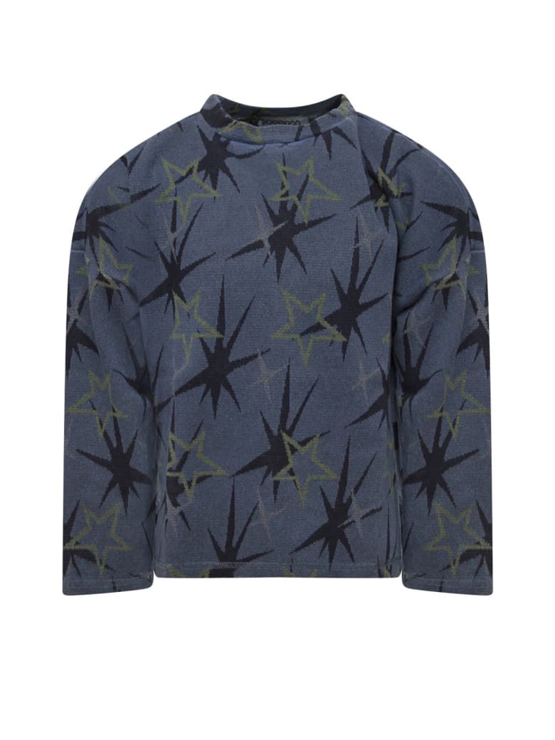 Goganga Blue Sweatshirt With Green Stars - Blue