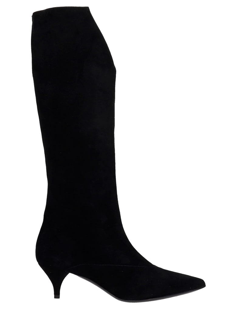 Alchimia Low Heels Boots In Black Suede - black
