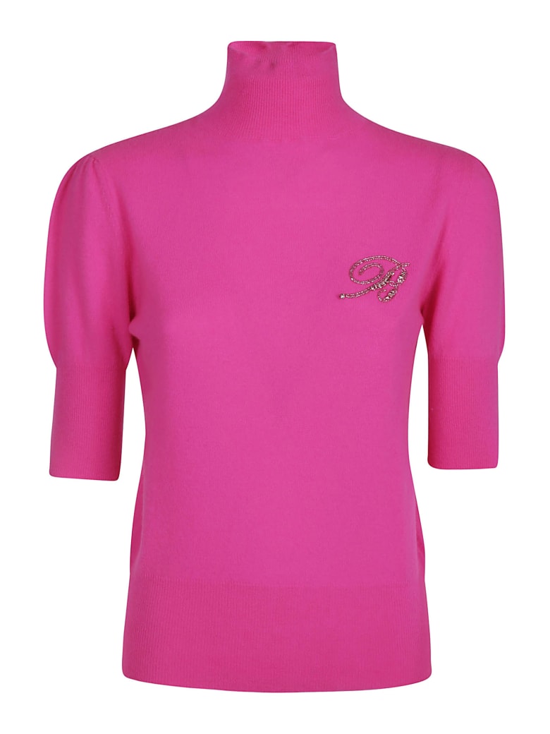 Blumarine High-neck Embellished Top - Fuxia