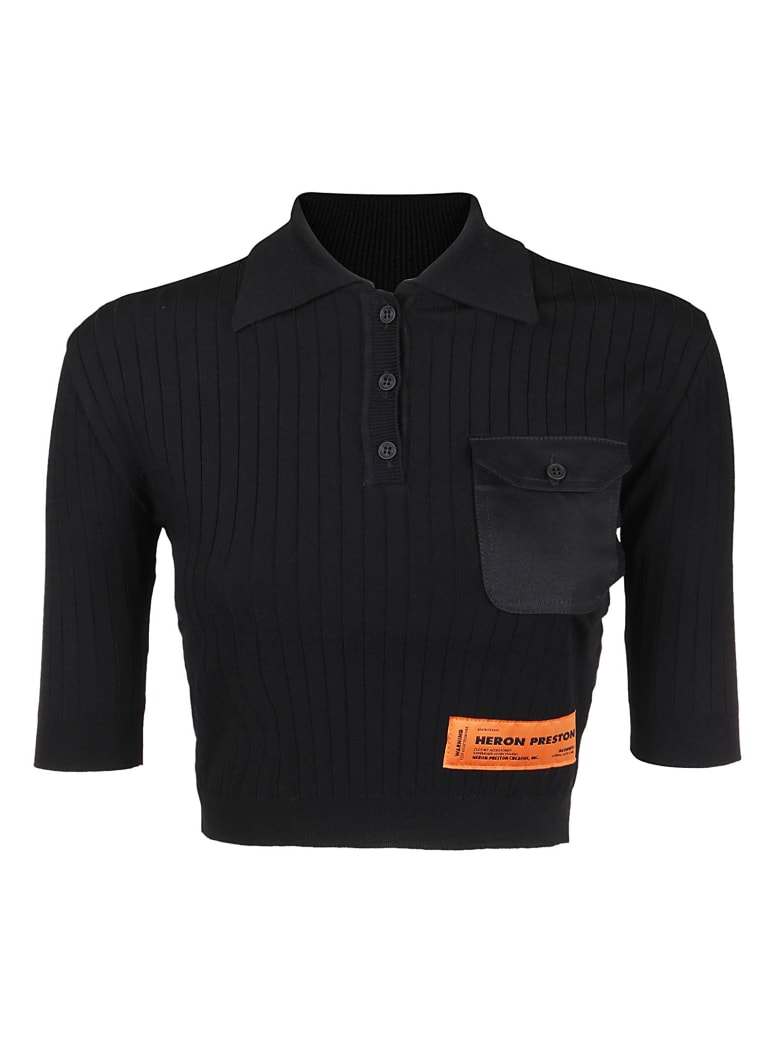 HERON PRESTON Polo Crop Pocket - Black