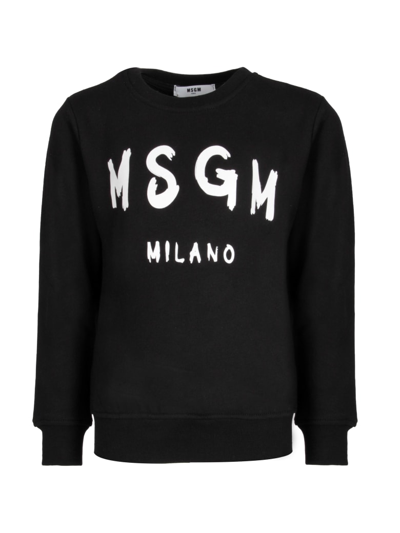 black sweatshirt with white writing