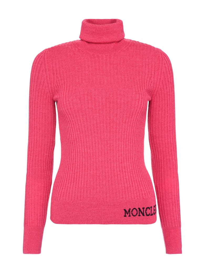 Moncler Ribbed Knit Turtleneck Pullover - Fuchsia