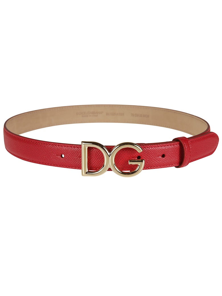 Dolce & Gabbana Logo Buckle Belt - Red