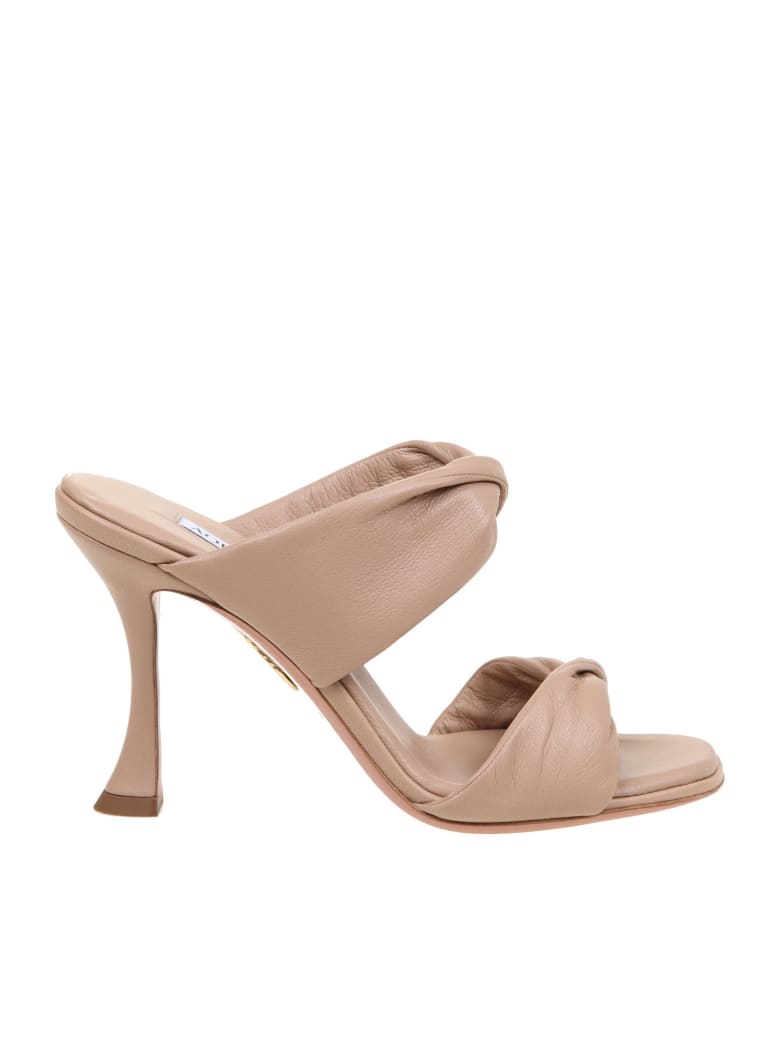 Aquazzura Twist 95 Sandals In Soft Leather - Nude