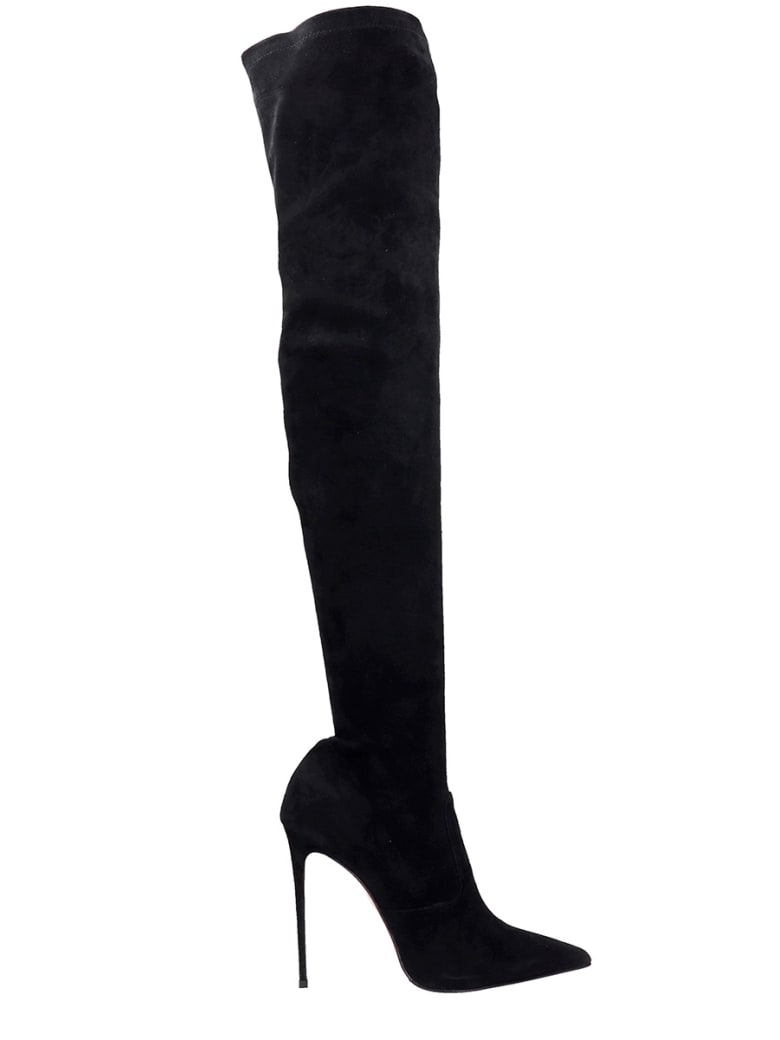 Le Silla Cuissard Eva Boots In Black Suede - black