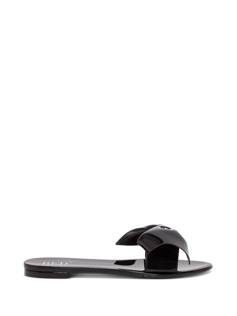 RED Valentino Rubber Sandals With Bow - Black
