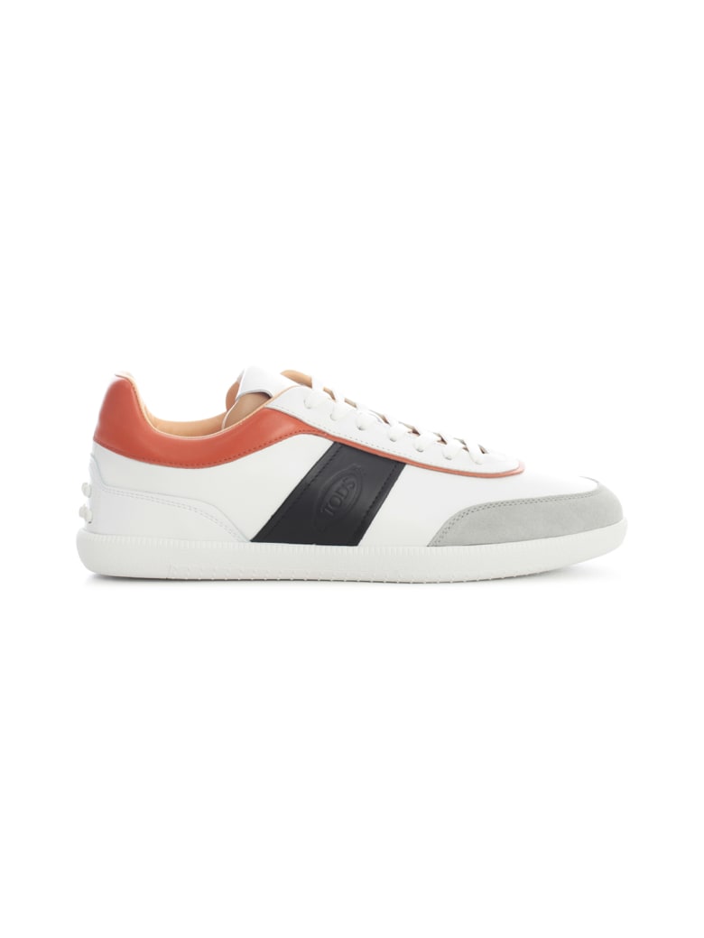 Tod's Leather Sneakers W/contrast Band - Xnf Grey White Black