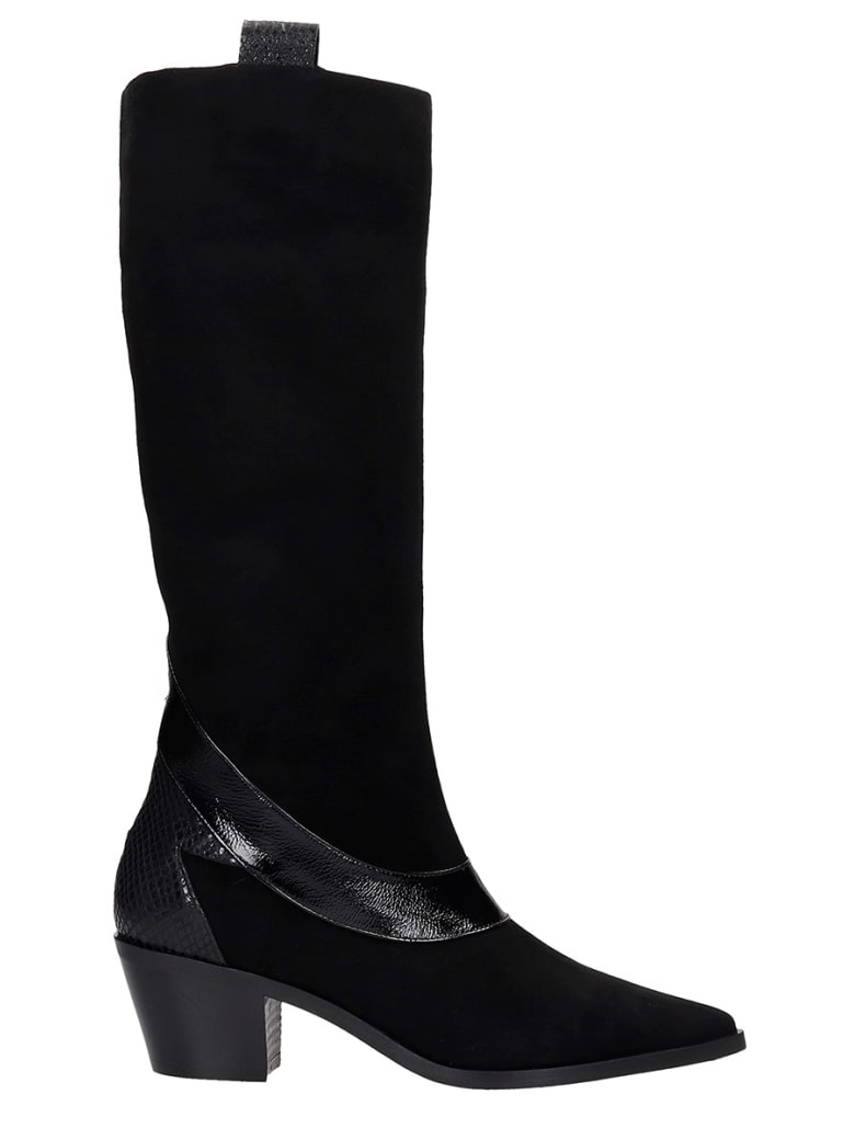 Alchimia Texan Boots In Black Suede - black