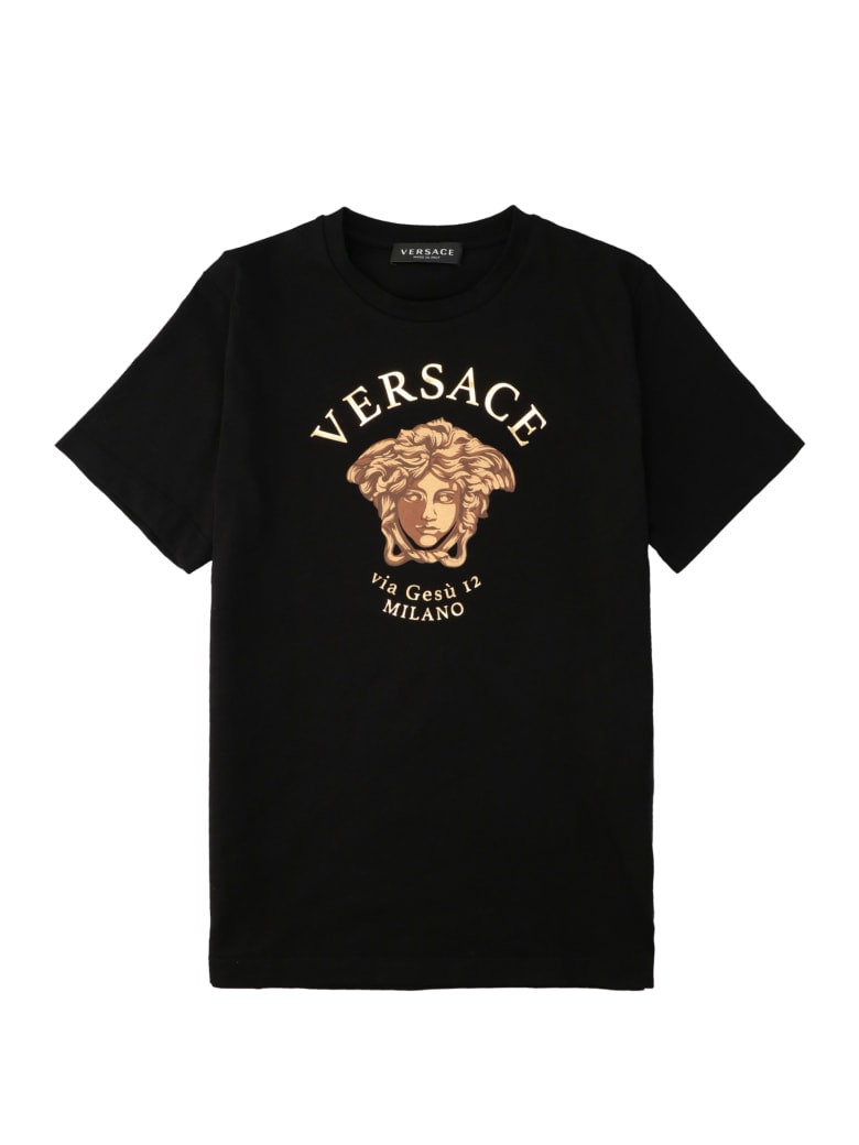 Young Versace Medusa Detail Cotton T-shirt - black