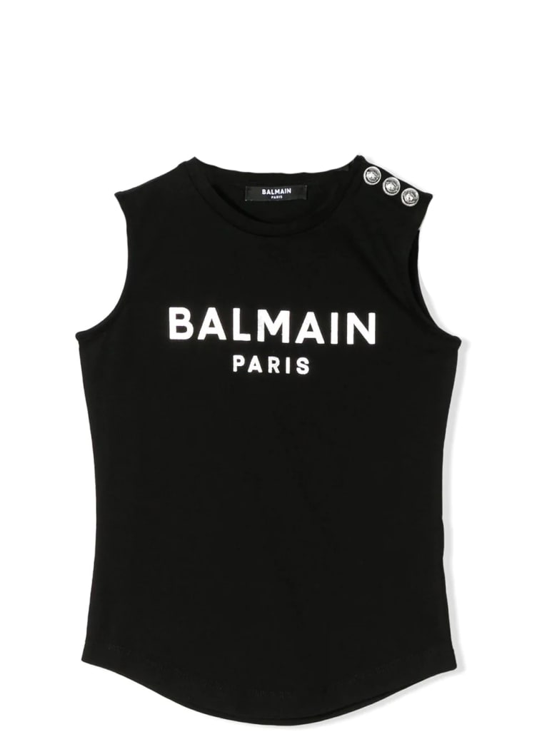 Balmain Tank Top With Buttons - Black