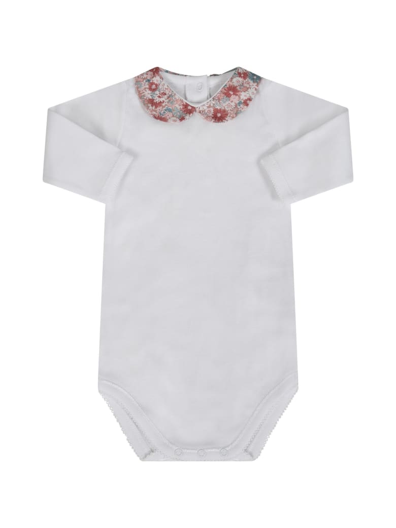Bonpoint White Body For Babygirl With Flowers - Rosa