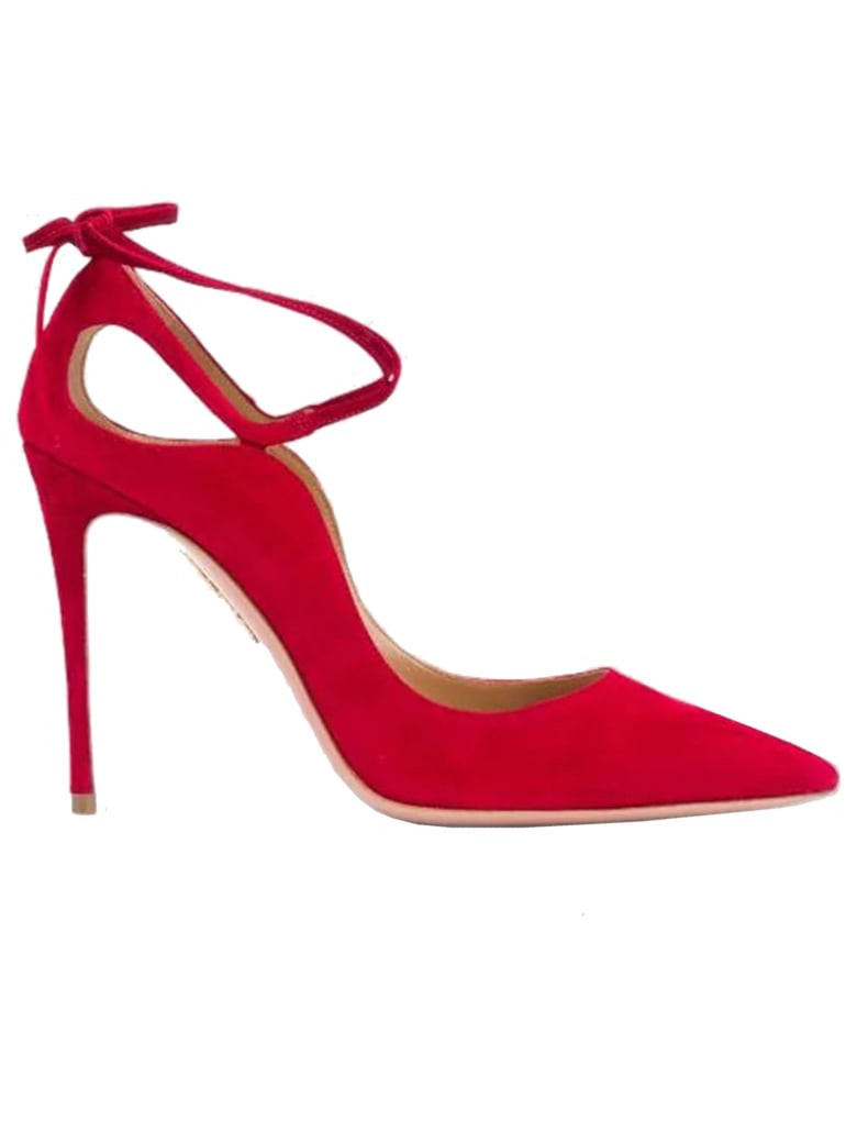 Aquazzura Red Suede Aria Pump 105 - RED