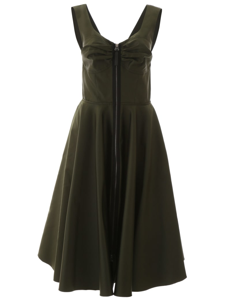 Marni Zipped Mikado Dress - DARK OLIVE (Green)