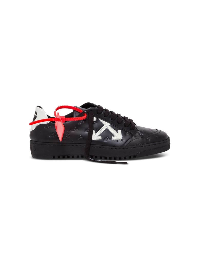 Off-White Low Leather Sneakers With Logo - Black
