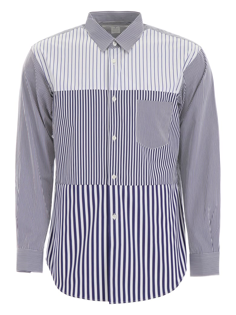 comme des garcons navy blue shirt