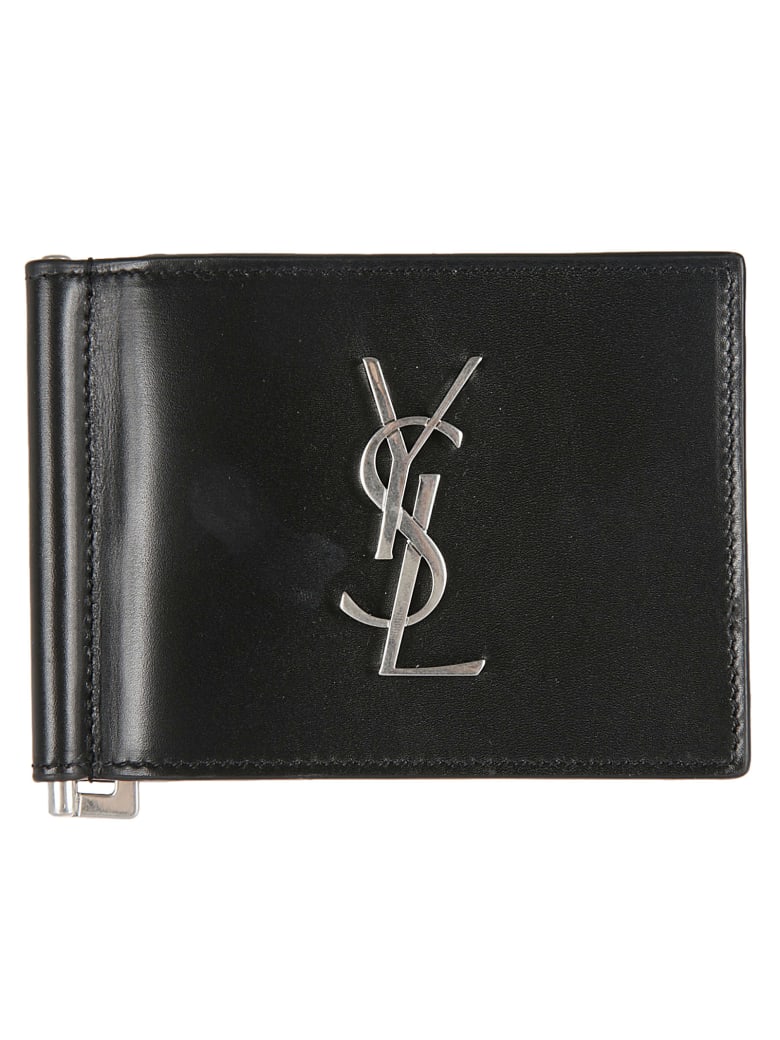 Saint Laurent Logo Plaque Wallet - Black