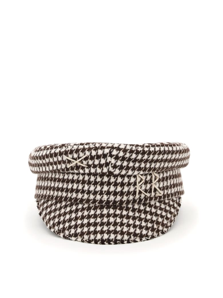 Ruslan Baginskiy Baker Boy Houndstooth Hat Rb Embroidery - BROWN (White)