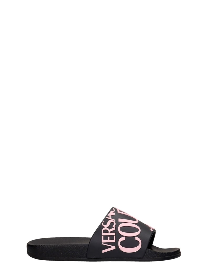 Versace Jeans Couture Flats In Black Rubber/plasic - black